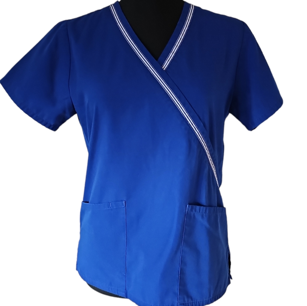 SB Scrubs Short Sleeve VNeck Medical Scrub Top Women's Size XSmall Electric Blue